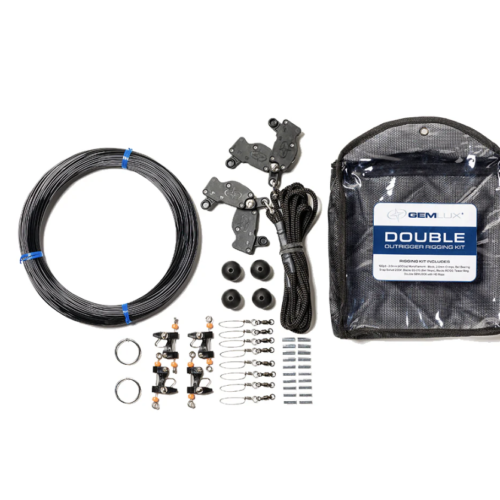 Double Outrigger Rigging Kit With Swivels, Ropes, And Pulleys